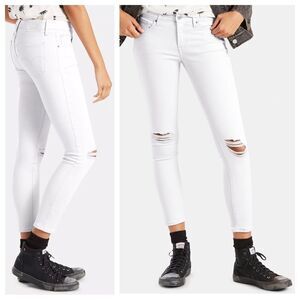 Levi’s 711 Skinny Jeans White Distressed Ripped Streetwear 27 Waist
